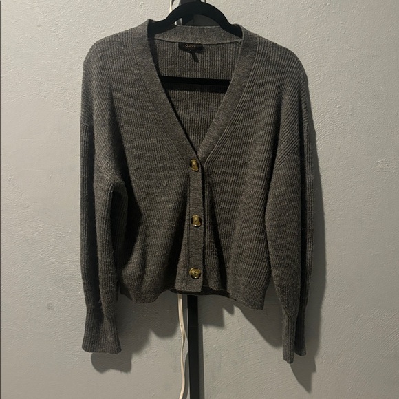 Quince Alpaca Charcoal Women's Cardigan (sold out color) - Picture 2 of 3